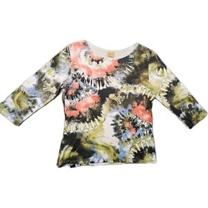 Katina Marie Top Womens XL Tie Dye Abstract Maximalist Artsy psychedelic Boho